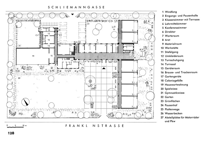 Grundriss der Freiluftschule Franklingasse, Wilhelm Schütte