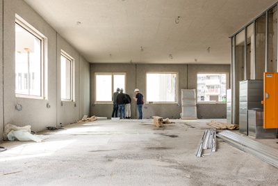 Hier ziehen wir ein! Im Architekturcluster finden Büros, Wohnungen und ein Lokal Platz.