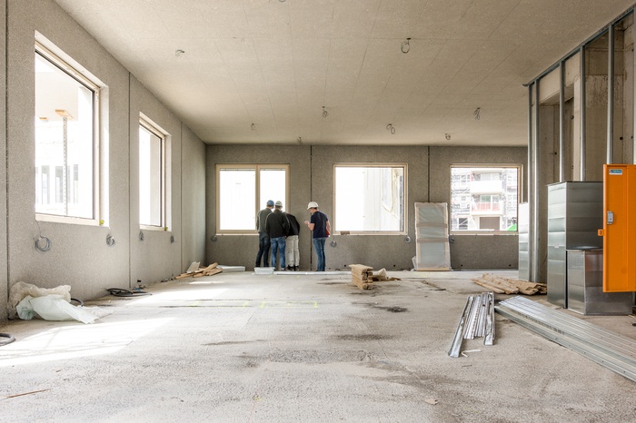 Hier ziehen wir ein! Im Architekturcluster finden Büros, Wohnungen und ein Lokal Platz.