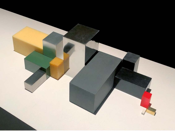 Die Substanz eines Rennrads, sortiert nach Materialien. 
Studio Drift (Lonneke Gordijn, Ralph Nauta, NL): Gazelle Bike 
Aus der Serie Materialism, 2019.