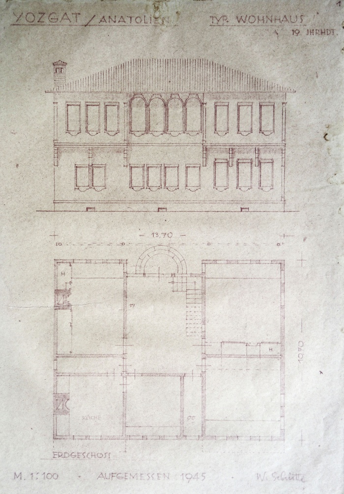 Yozgat, Anatolien, typ. Wohnhaus 19. Jhdt, Lichtpause, 1945