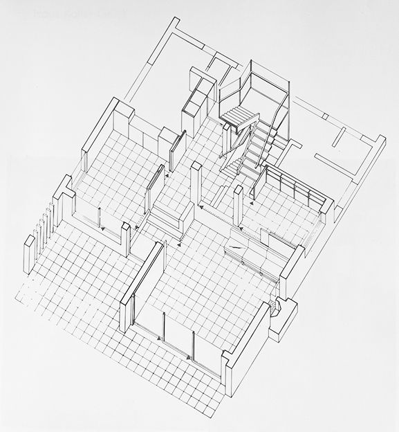 E.A.P., Haus Frey; Graz 1972/73. Axonometrische Darstellung des räumlichen Konzeptes