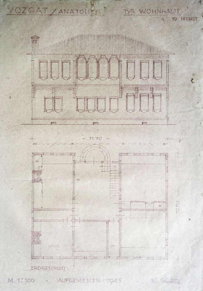 Yozgat, Anatolien, typ. Wohnhaus 19. Jhdt, Lichtpause, 1945